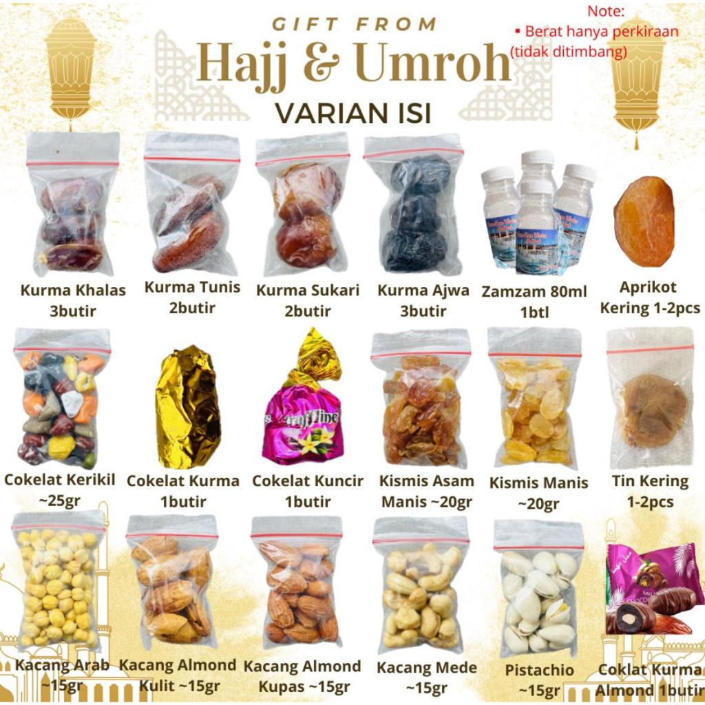 

PLASTIK KLIP ISI OLEH OLEH HAJI UMROH hadiah gift hajj umrah oleh-oleh isian kurma kismis kacang