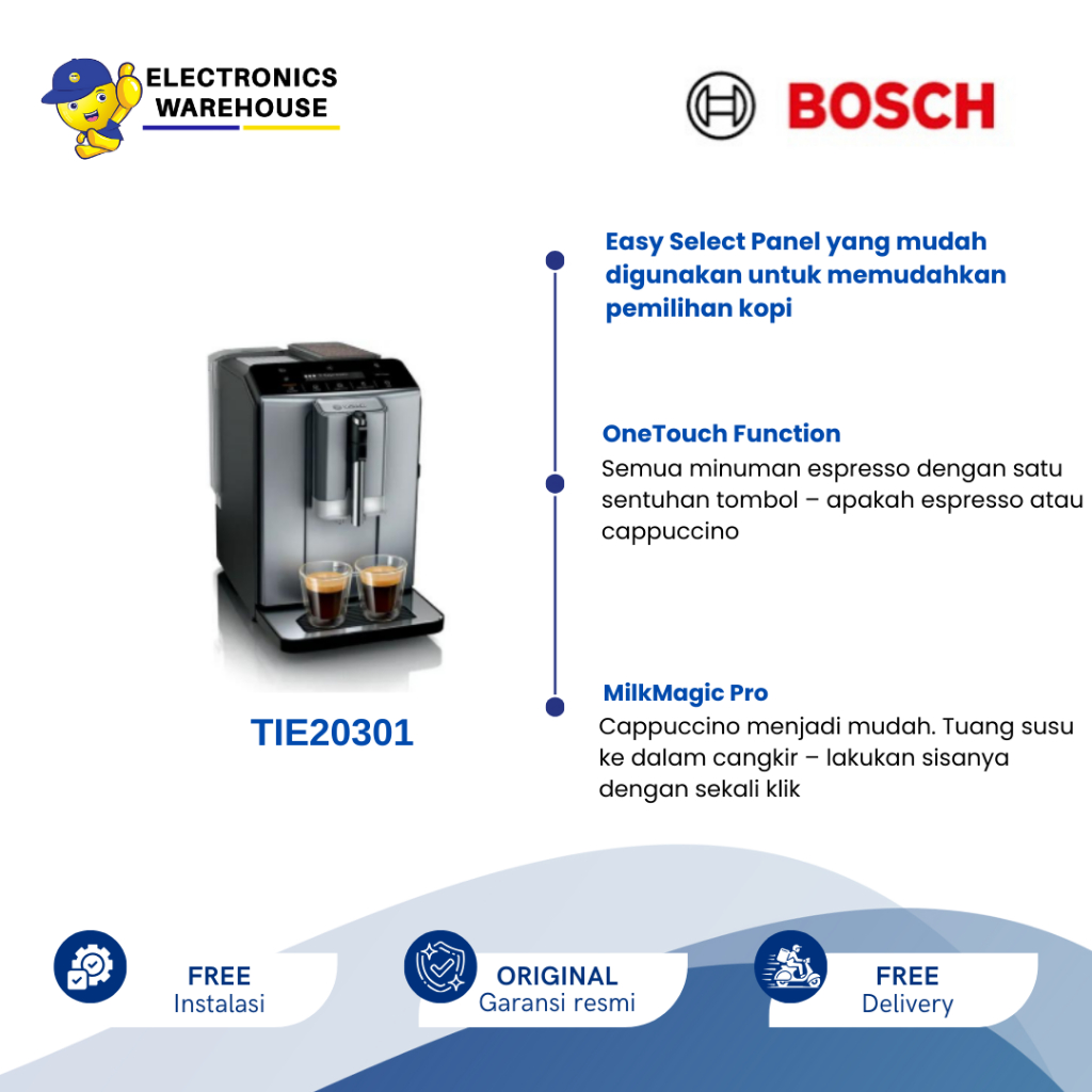 Bosch TIE20301 TIFully Automatic Coffee Machine / Mesin Kopi Seri 2