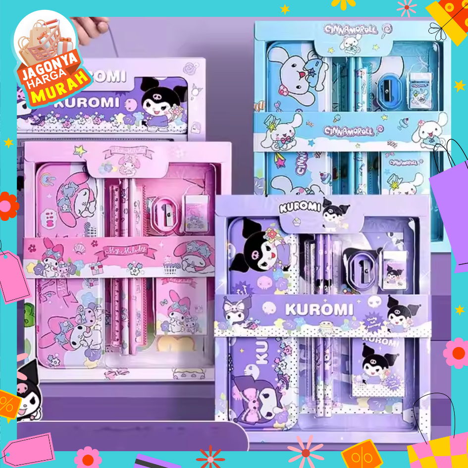 

JHM Paket Alat Tulis Set 7 in 1 Set Stationery 7in1 Karakter Kartun Alat Tulis Anak Sekolah Penghapus Pengaris Kotak Pensil Penggaris Crayon