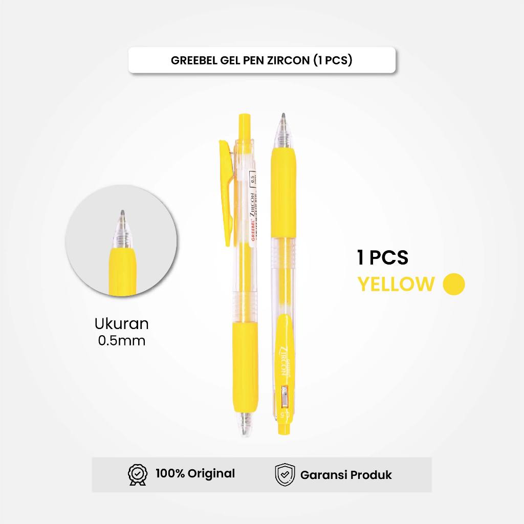 

GREEBEL Gel Pen Pulpen Pena GP-509 Zircon Yellow 0.5 (1PCS) / Pulpen Gel Murah Grosir