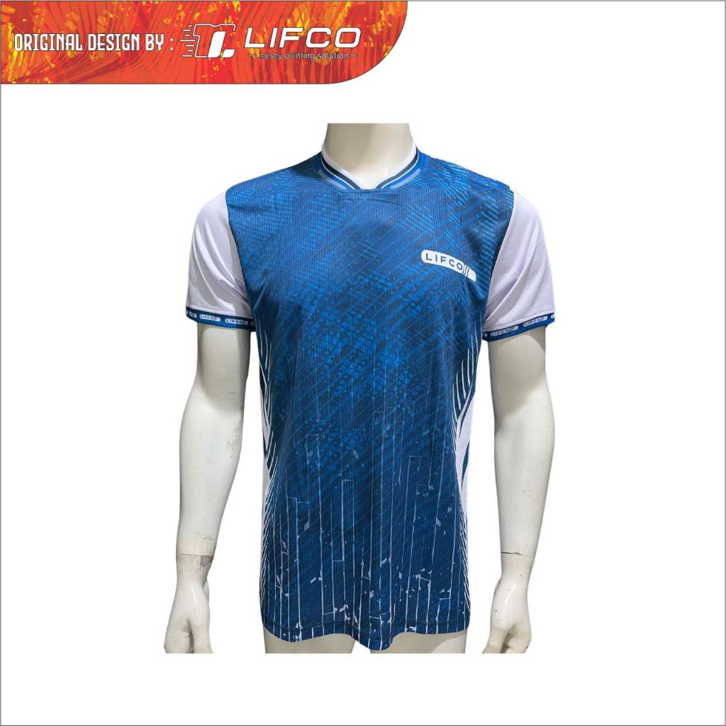 LIFCO JERSEY VOLI BADMINTON FUTSAL SEPAK BOLA / BAJU OLAHRAGA PRIA BIRU PUTIH