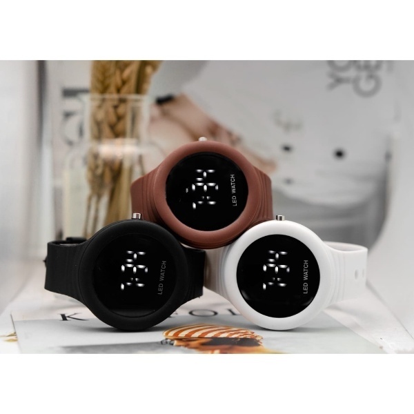 Ks Jam Tangan Led Digital Pria Wanita Rubber Electronic Fashion Couple Anak Remaja Premium Rm053