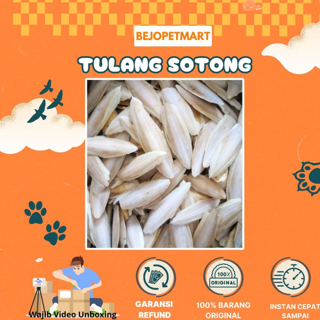 TULANG SOTONG 15 CM | untuk asinan dan kalsium Burung, Hamster, Sugar Glider, Anjing, Kucing | Tulan