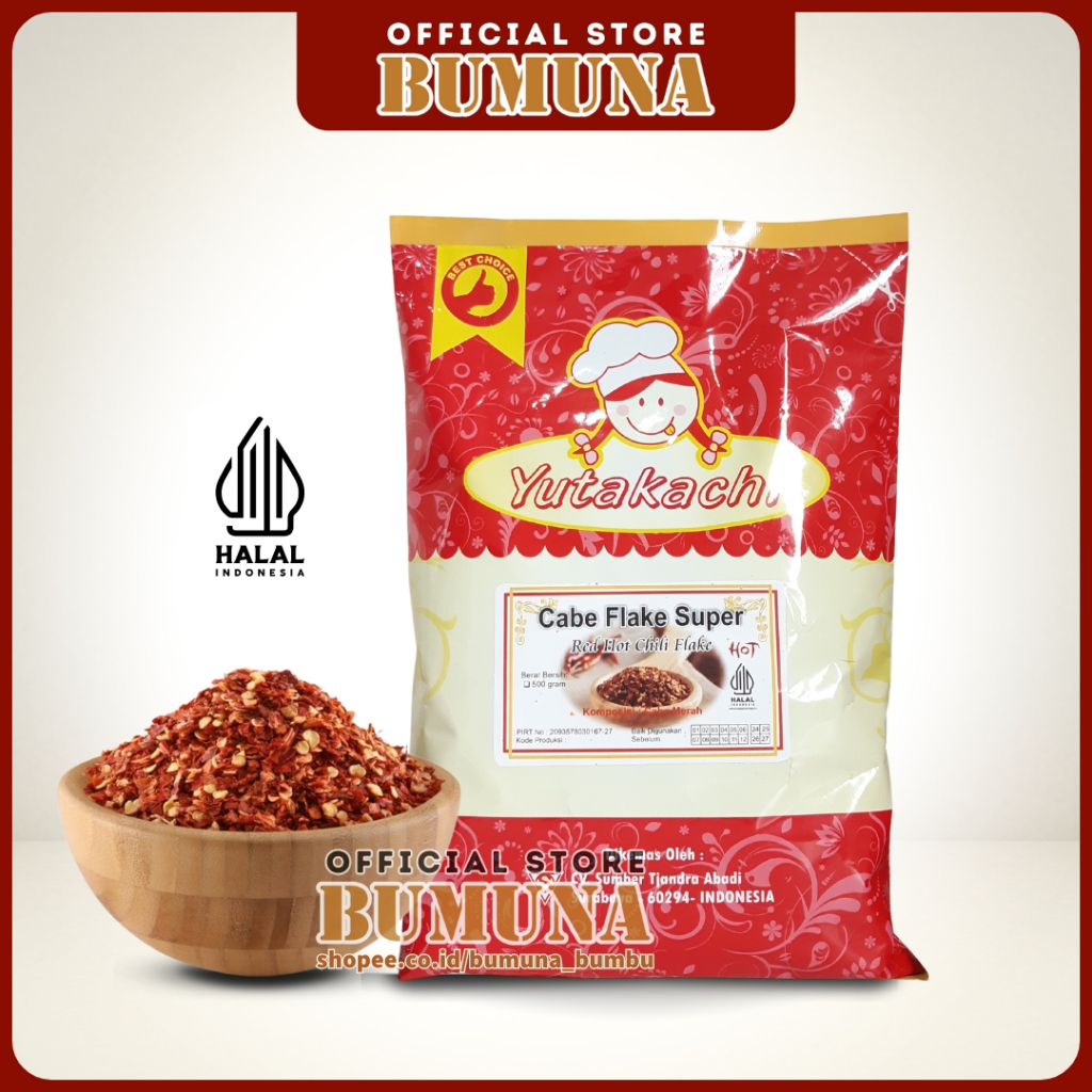

Cabe Flake 1Kg Yutakachi / Cabe Kasar Super / Chili Flakes / Pusat Rempah