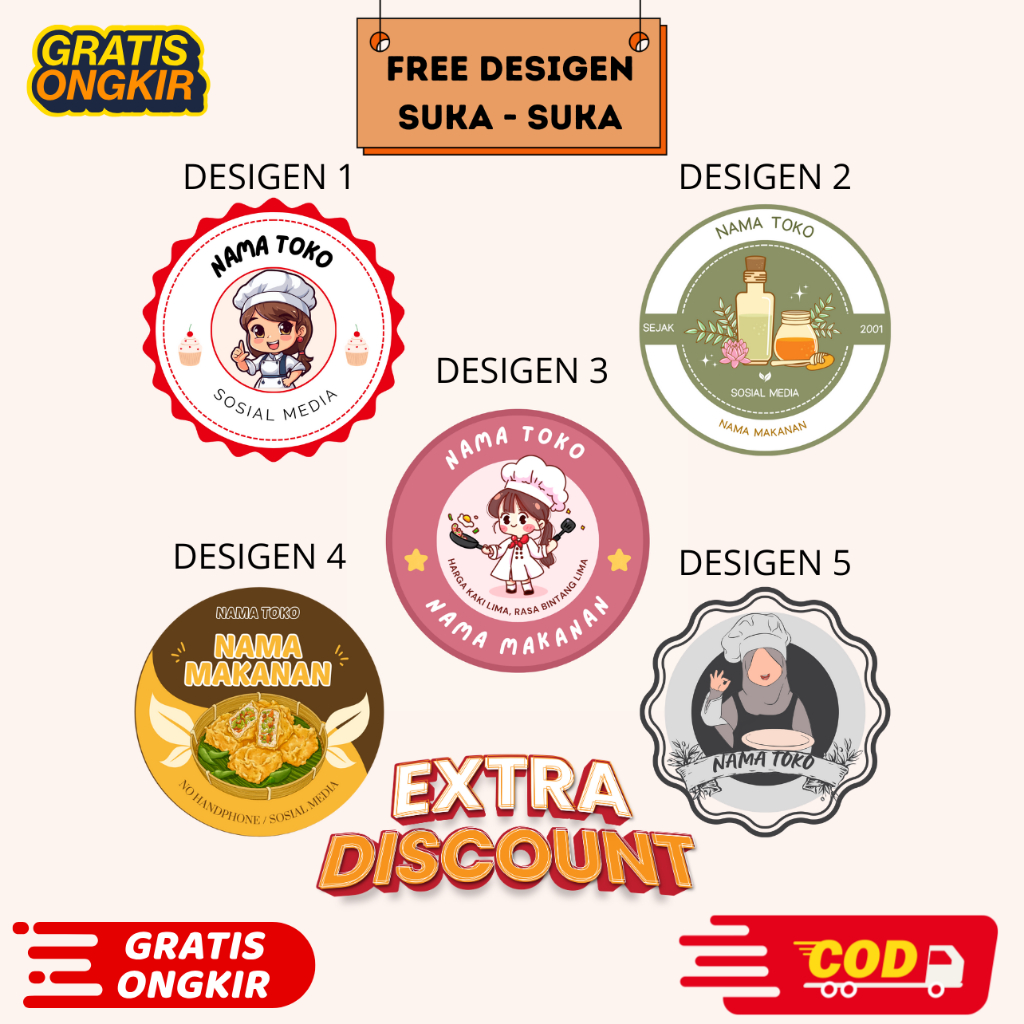 

LEBEL STIKER PRODUK MAKANAN / ANTI AIR / CUSTOM DESIGEN FREE
