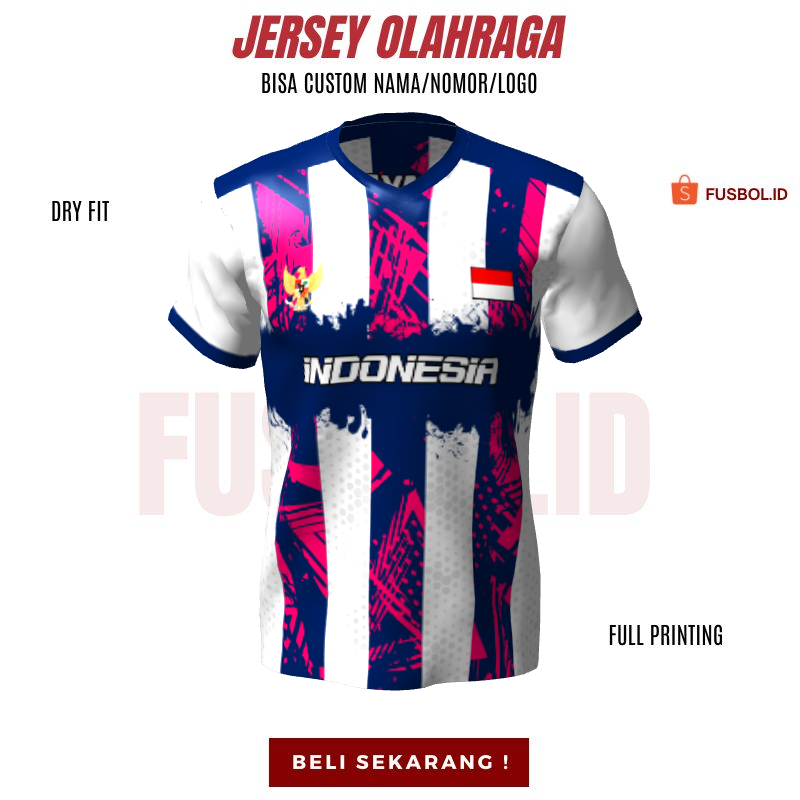 Kaos Jersey Futsal Putih Pink Biru Motif Abstrak 294 - Kaos Jersey Bola Custom Free Desain Bebas Ses