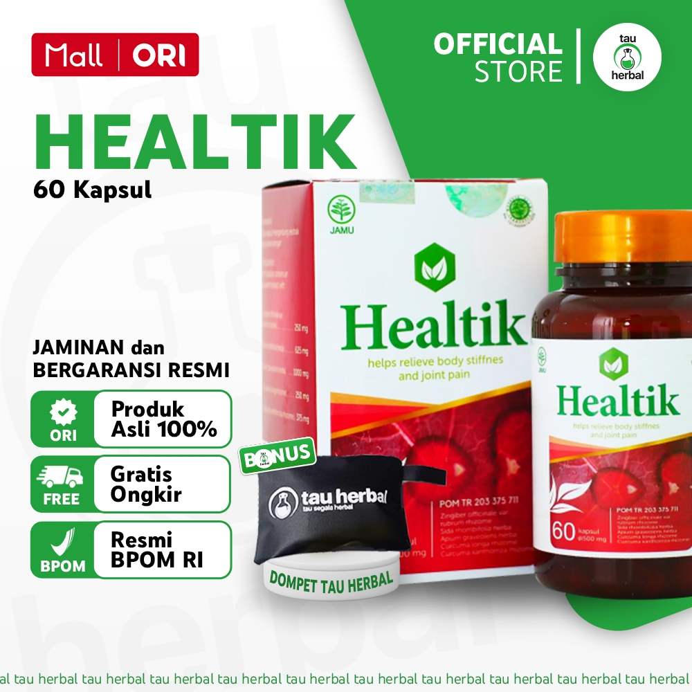 Healtik - Obat Herbal Asam Urat Resmi Agen SS Jaya Rematik - 60 Kapsul