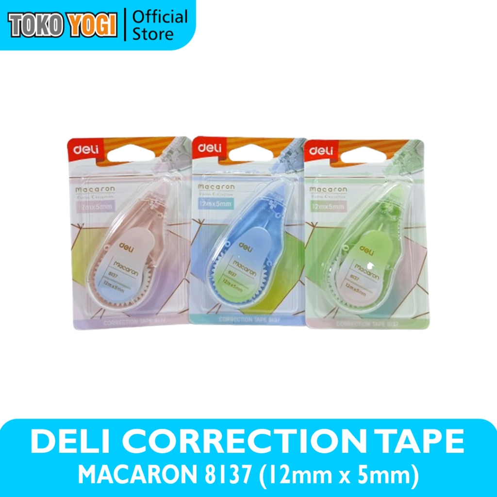 

DELI CORRECTION TAPR MACARON 8137 Uk. 12m RANDOM || TIPE-X KERTAS