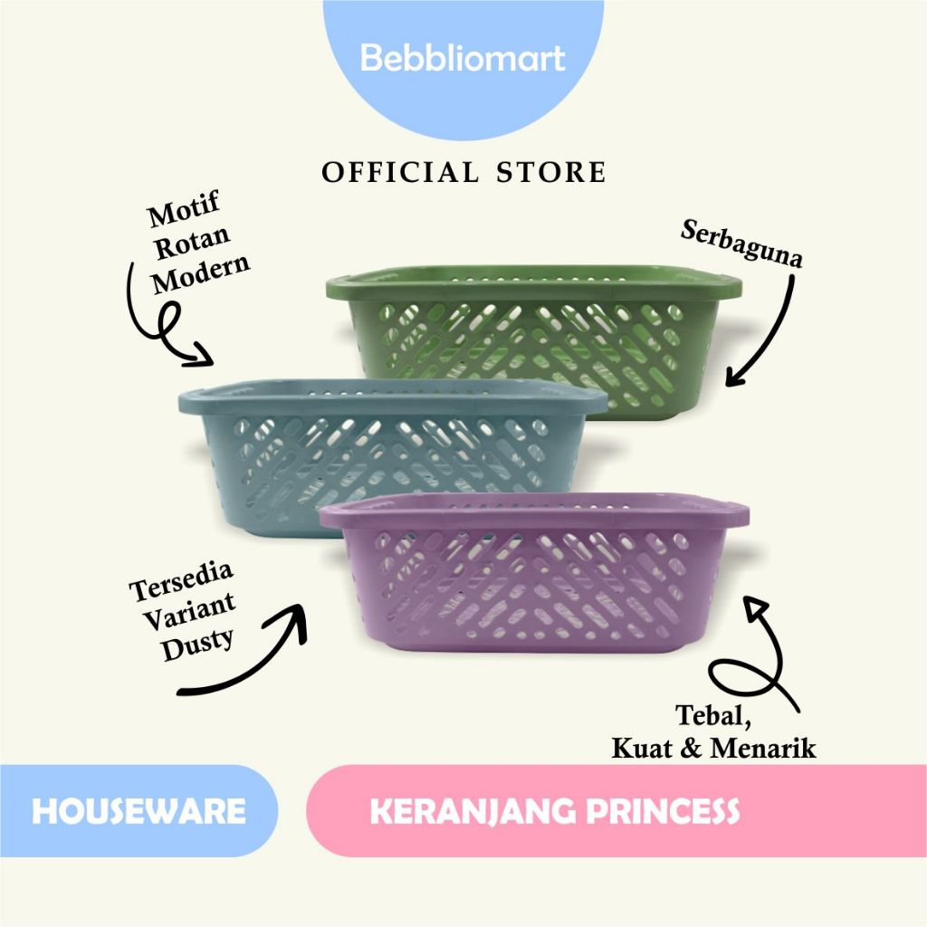 Bebbliomart Keranjang Princess Dusty / Laundry Basket Estetik / Warna Dusty Blue