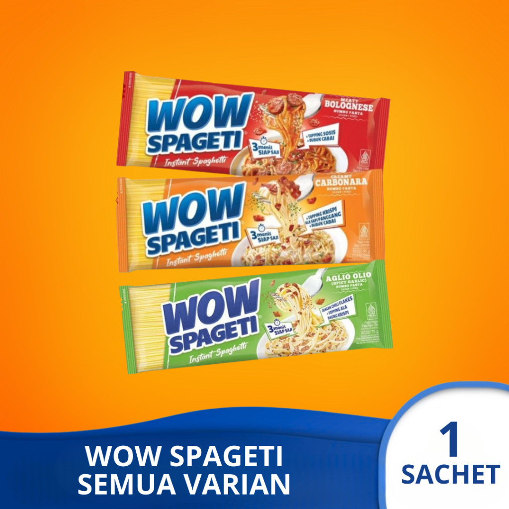 

WOW SPAGETI AGLIO OLIO BOLOGNESE CARBONARA Pasta Instan 1 sachet