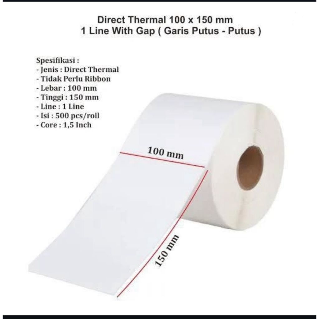 

THERMAL ROLL STIKER KERTAS RESI 100MM X 150MM X 500PCS