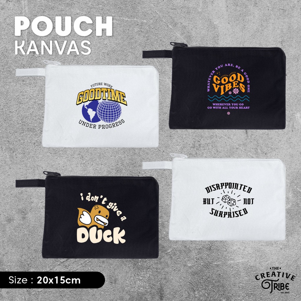 

Pouch Canvas Urban Typography 20x15cm - Tempat Pensil Kain Kanvas Tas Make Up Sekolah Kantor Sablon DTF Aesthetic