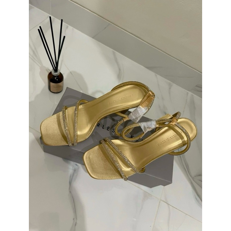 Heels CK ORIGINAL Sepatu Wanita CK Crystal Embellished Stiletto Heel Sandals