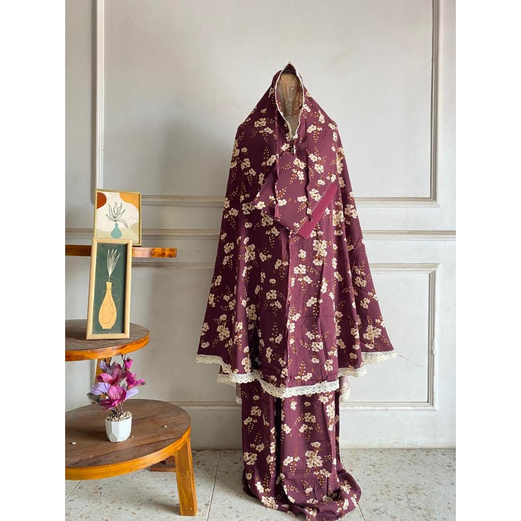 MUKENA RAYON DEWASA MOTIF BUNGA MELATI RENDA KECIL MURAH/ MUKENA RAYON PREMIUM