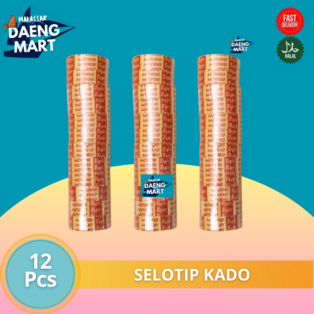 

1 Slop isi 12 pcs Selotip kado m2000 isolasi 12mm / solasi Hadiah kecil Solatip
