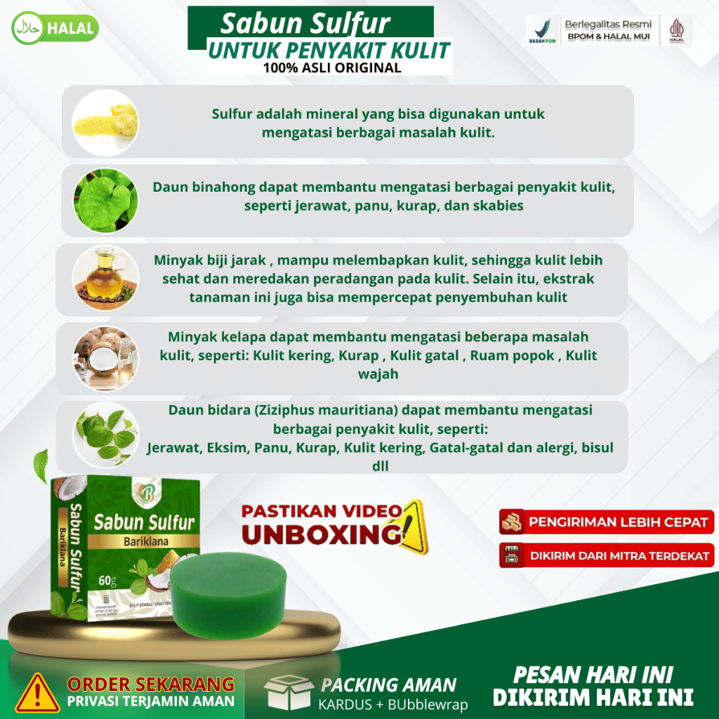 Sabun Sulfur Obat Cacar Air, Obat Cacar Monyet Monkeypox, Obat Cacar Api, Obat Penghilang Bekas Caca