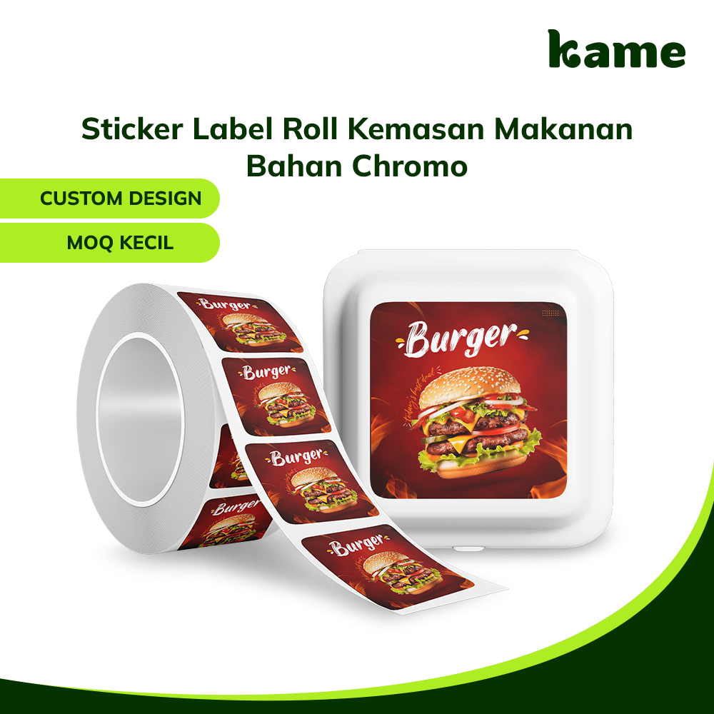 

Sticker Label Roll Kemasan Makanan | Sticker Roll Custom | Bahan Chromo