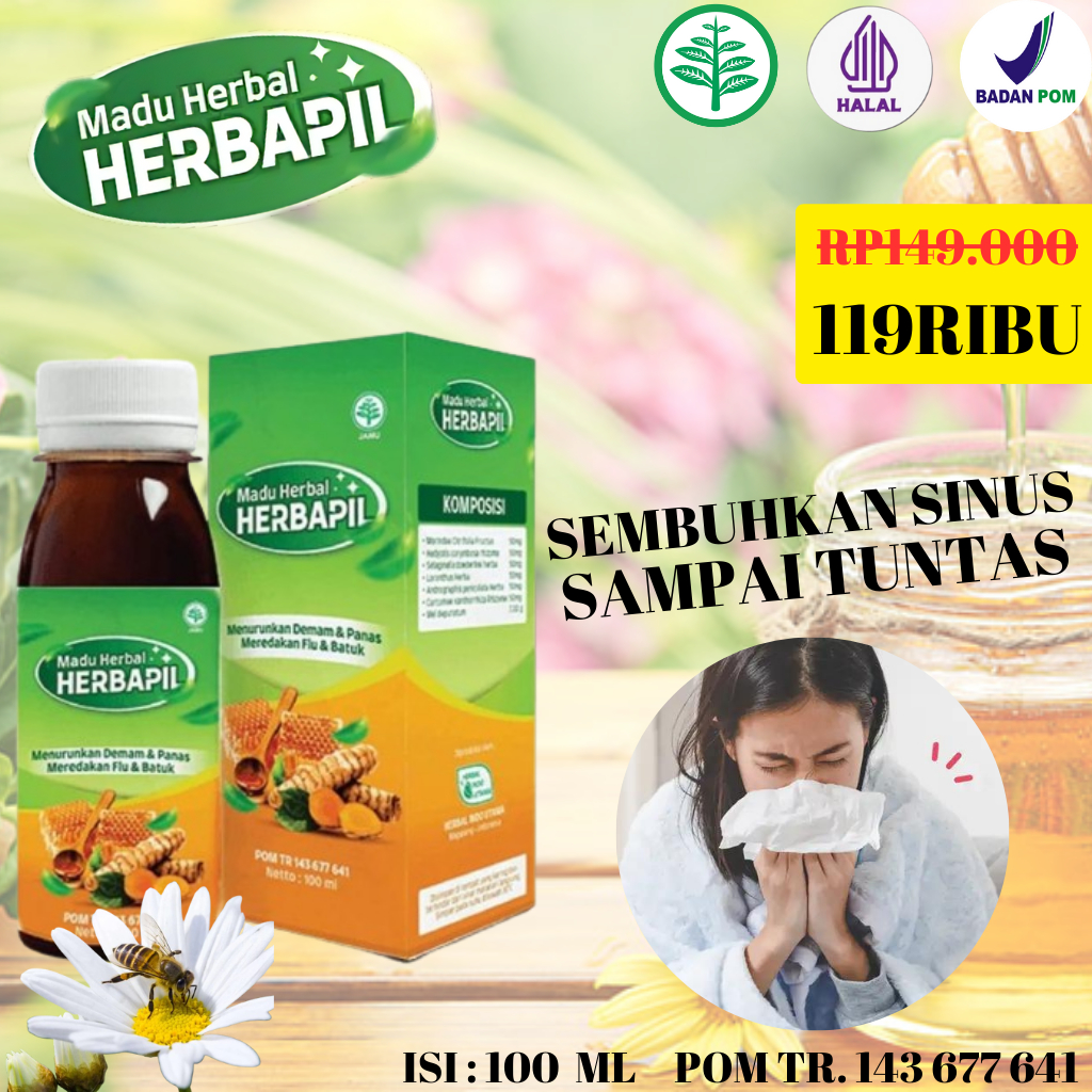 Herbapil Madu Redakan Batuk Asma Sinus Flu Pilek Herbal Aman Untuk Ibu Hamil Anak