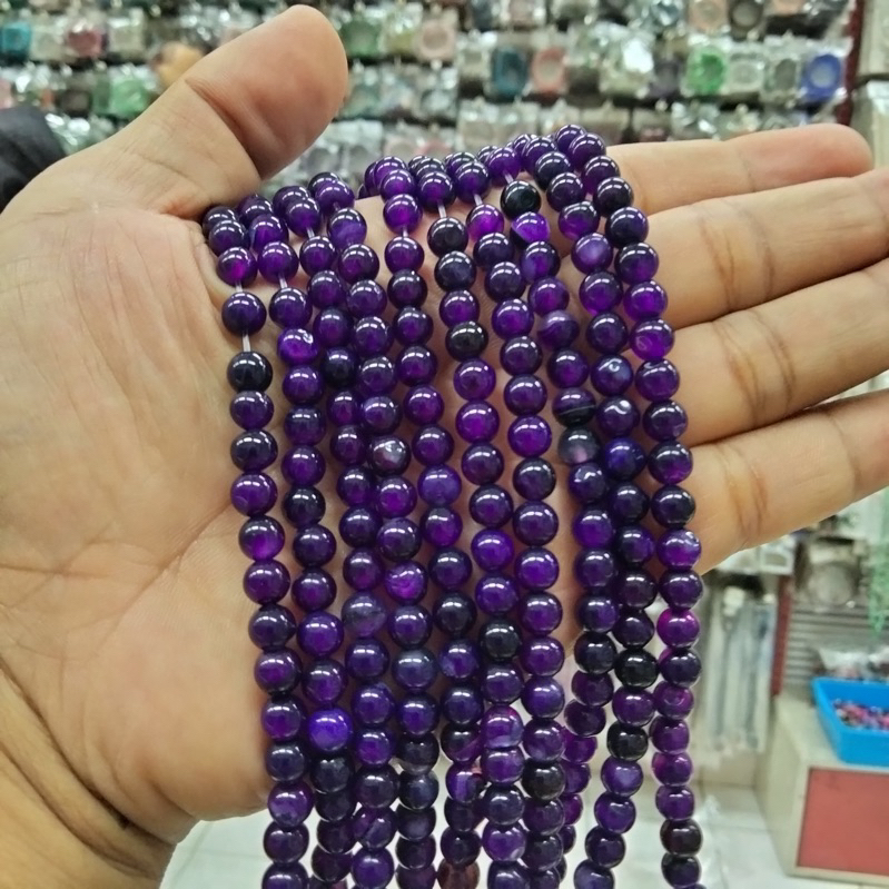 Manik Batu Alam Kecubung Ametysh Manik Batu Alam Ungu Stripe Depp
