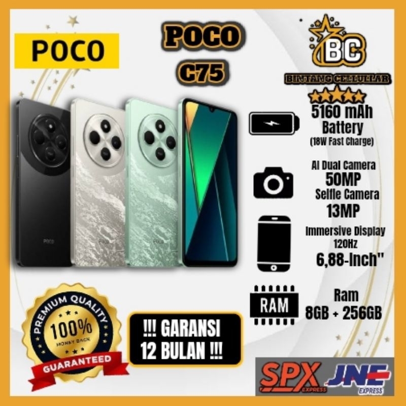 AIG [PROMO] HP XIOMI POCO C75 NFC ORI Ram 6+128GB & 8+256GB GARANSI 1 TAHUN { Display 6,88Inches +