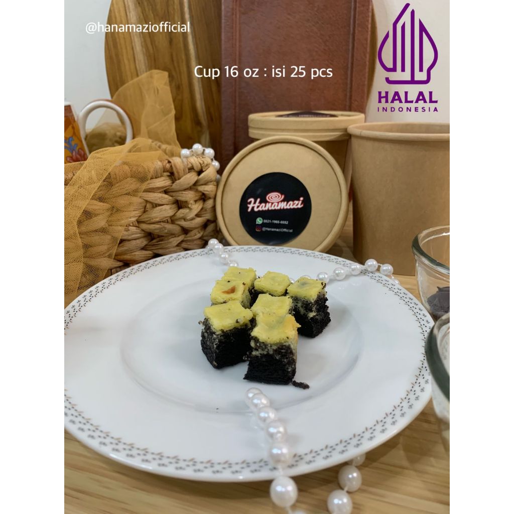 

HANAMAZI MINI BROWNIES KEJU CHEESSE BITE PANGGANG DARK CHOCOLATE CUP
