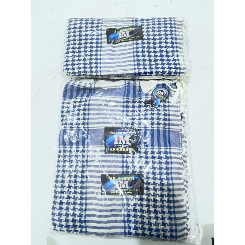 Sorban Arab | Turban Ar Rabbani The Best Quality || Putih Biru