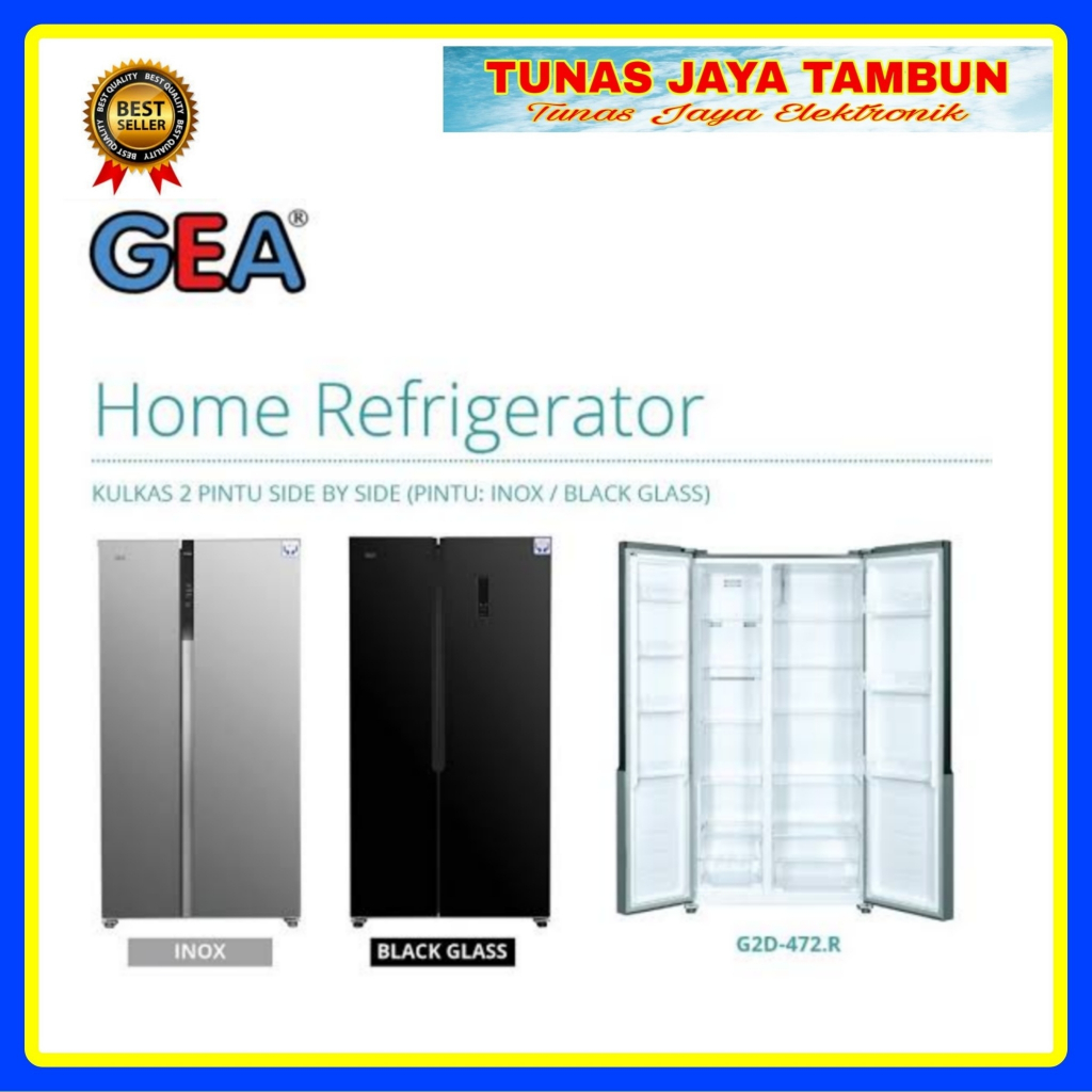 KULKAS GEA G2D-472 R INOX  / KULKAS GEA SIDE BY SIDE G2D 472 R INOX 472 LITER / GEA SBS G2D-472 R IN