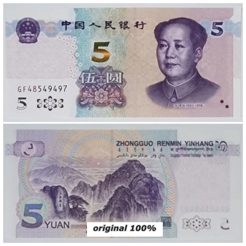 Uang Yuan China Pecahan 5 Yuan Asli 100%