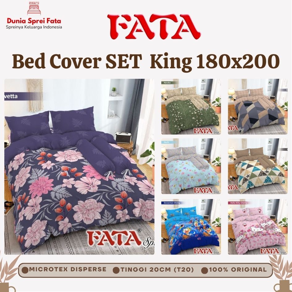 Bed Cover SET SPREI FLAT King (180 x 200) (no.1) FATA (1/2) Original 100%