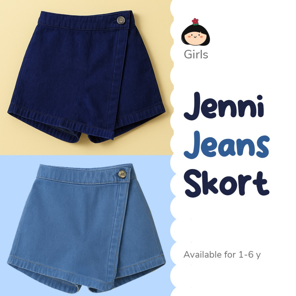 (moini) Jenni Jeans Skort | Rok Celana Jeans | Skort Jeans | Rok Celana Anak Perempuan