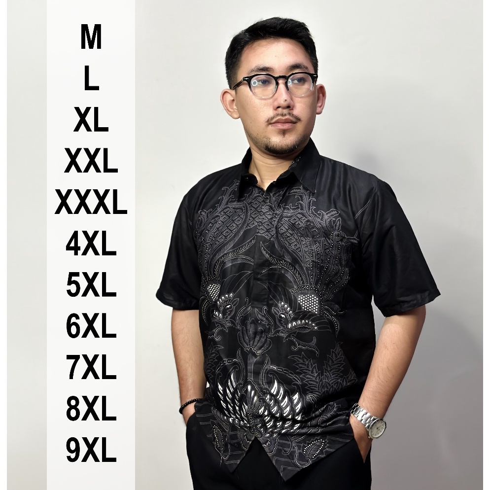 KODE G44C Baju Batik Pria Jumbo Lengan Pendek M L XL XXL XXXL 4XL 5XL 6XL 7XL 8XL 9XL Katun Prima Ha