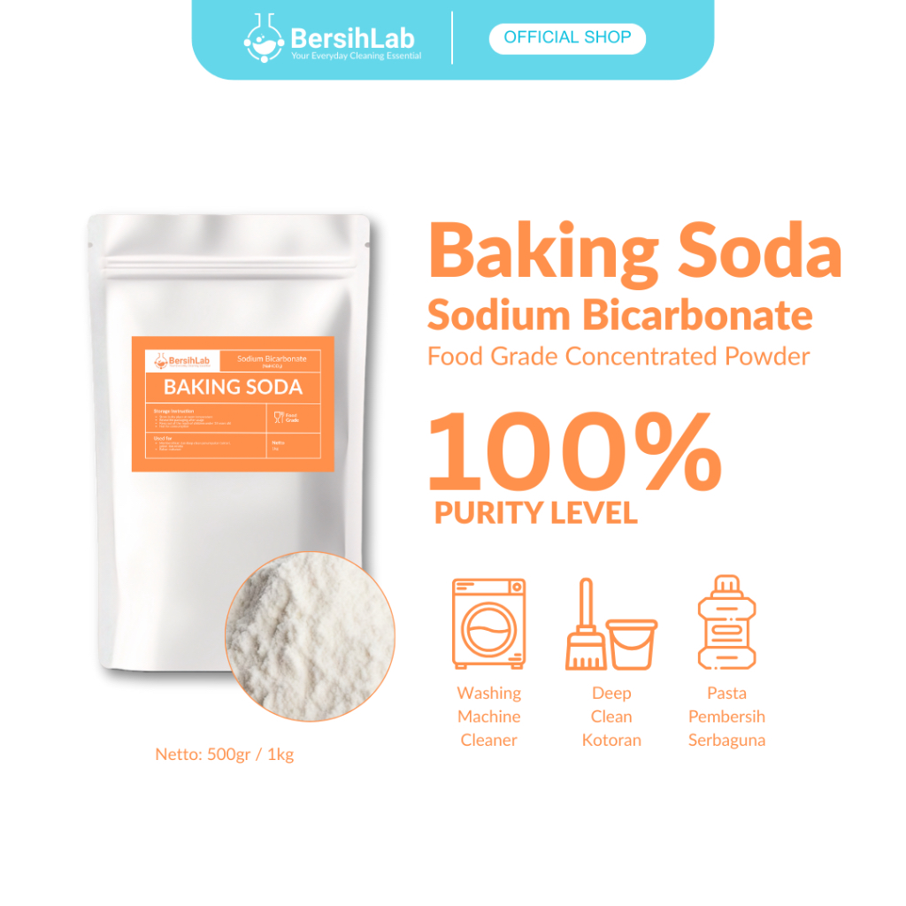 

BersihLab BAKING SODA - SODIUM BICARBONATE SODA KUE FOOD GRADE / BAHAN MAKANAN / PEMBERSIH SERBAGUNA / PEMUTIH
