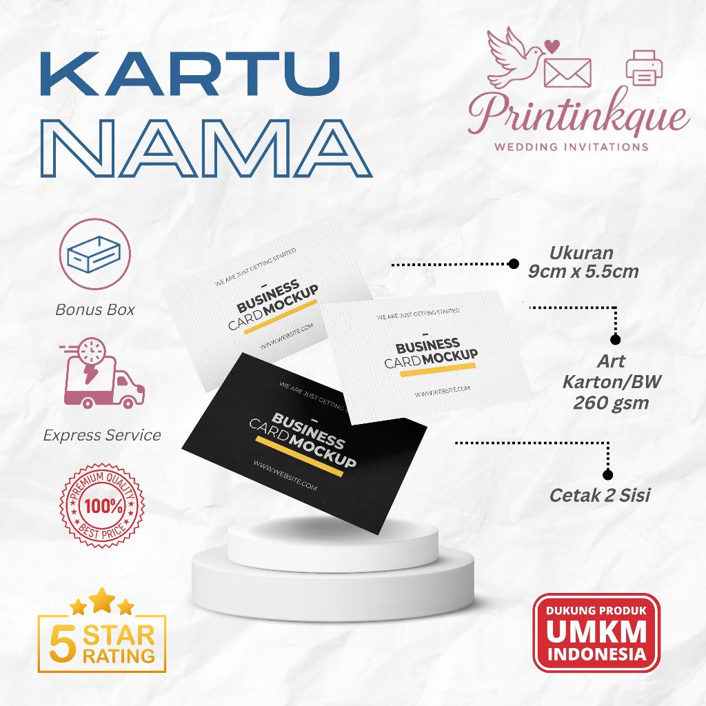 

Cetak Kartu Nama Murah 2 Sisi | Art karton 260 gsm | Desain Bebas | Laminasi Doff / Glossy | Cocok Untuk Branding Usaha / UMKM / Freelance