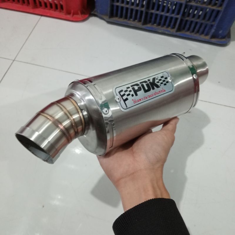 silincer oval knalpot pdk pendek bahan stainless inlet 50mm