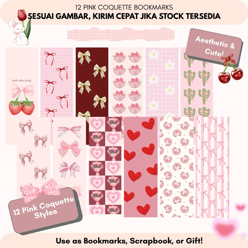 

Bookmark Art Cartoon Glossy – Penanda Buku Aesthetic - Pink Coquette