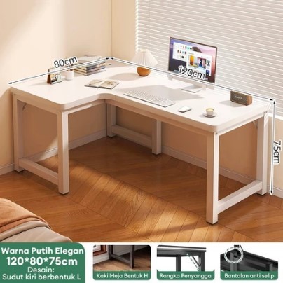 ( GARANSI 12 BULAN ) MEJA KOMPUTER SHAPED L MEJA GAMING MINIMALIS MEJA LAPTOP MEJA KANTOR MEJA KERJA