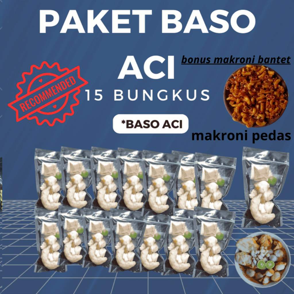 

paket 15 bungkus baso aci bonus makrini bantet baso aci instan bsao aci siap saji baso aci viral aso aci pedas baso aci udah di (vacum)