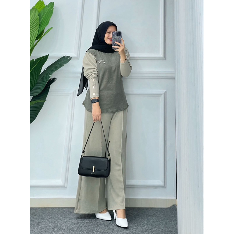 setelan kulot wanita knit / set kulot dilla bahan knit / oneset knit celana kulot