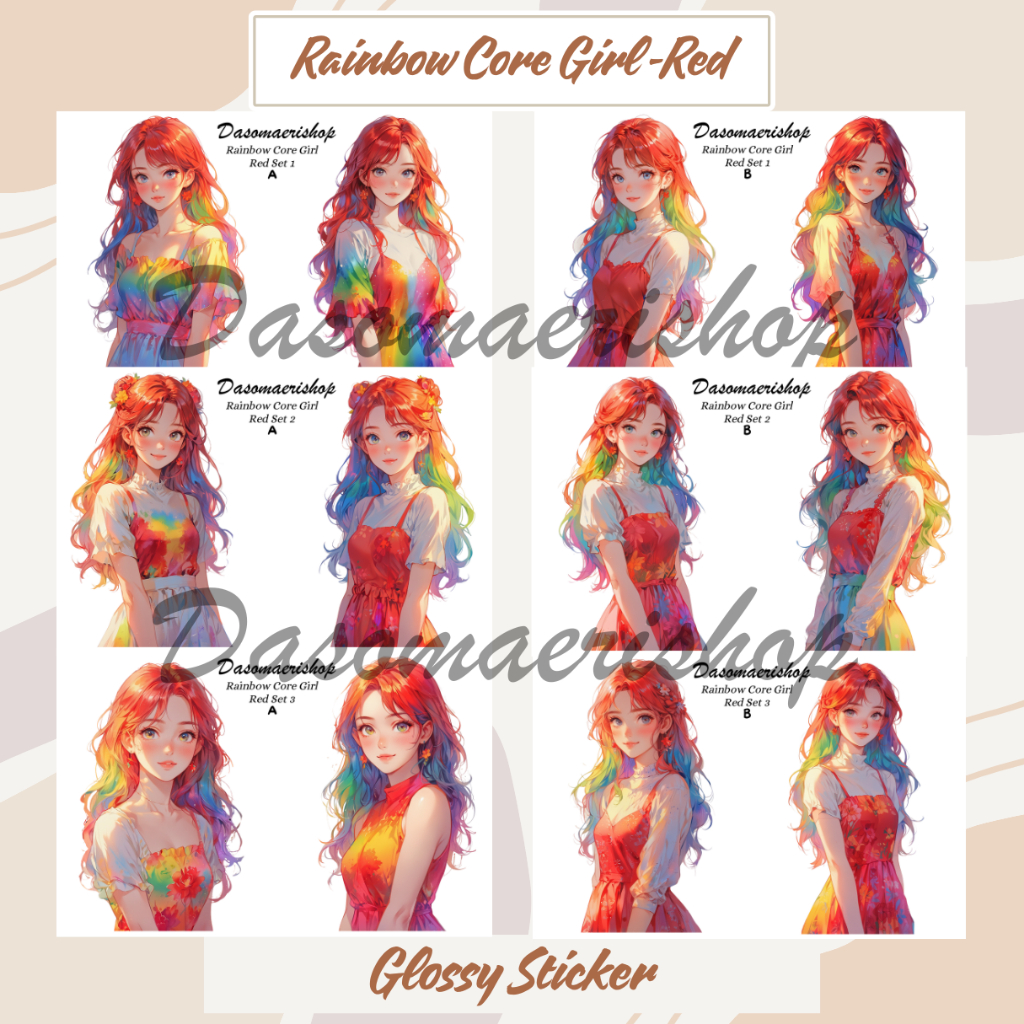 

Girl Sticker Aesthetic Rainbowcore Set Red Dekorasi Journaling Scarpbook Handmade by Dasomaerishop