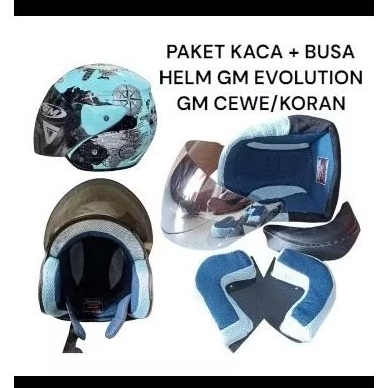 Paket busa helm gm evolution + kaca helm gm evolution Hitam bening Warna bisi paket sesuai dengan ga