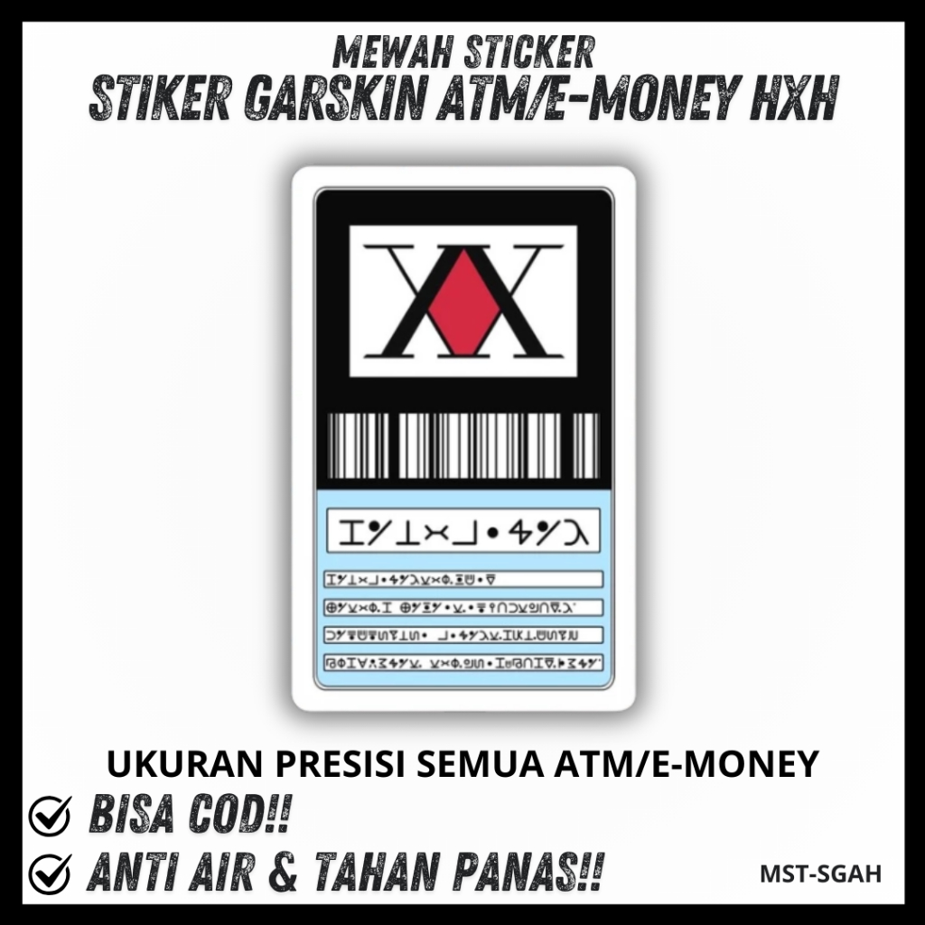 Hunter License Sticker Skin Card Vinyl ATM Debit Credit Emoney Flazz Stiker HxH Hunter x Hunter