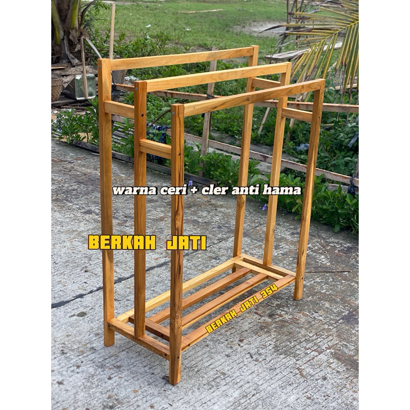 gantungan handuk premium kayu jati Jawa /jemuran handuk rak jati / gantungan handuk kayu