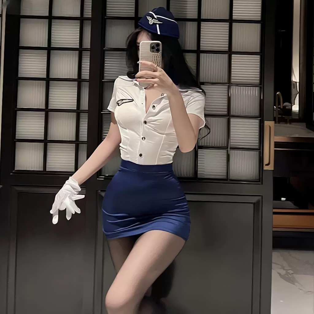 terbaru sexy lingerie costume cosplay seragam pramugari / baju lingerie sexy kostum wanita 541