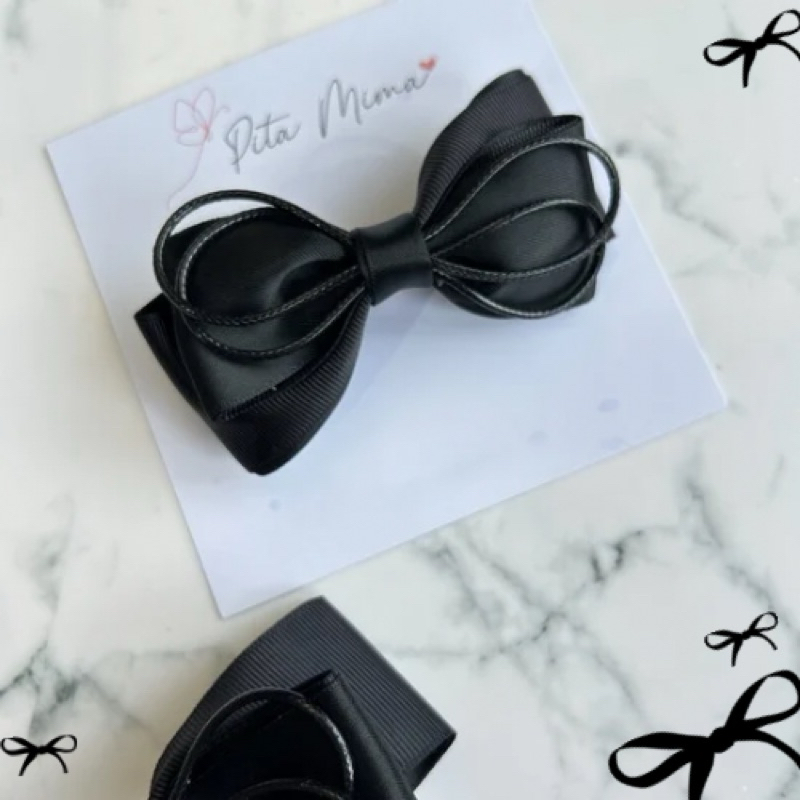 Black Bow Clip by Pita Mima - Pita Hitam - Jepit Rambut Hitam - Jepitan Rambut Hitam