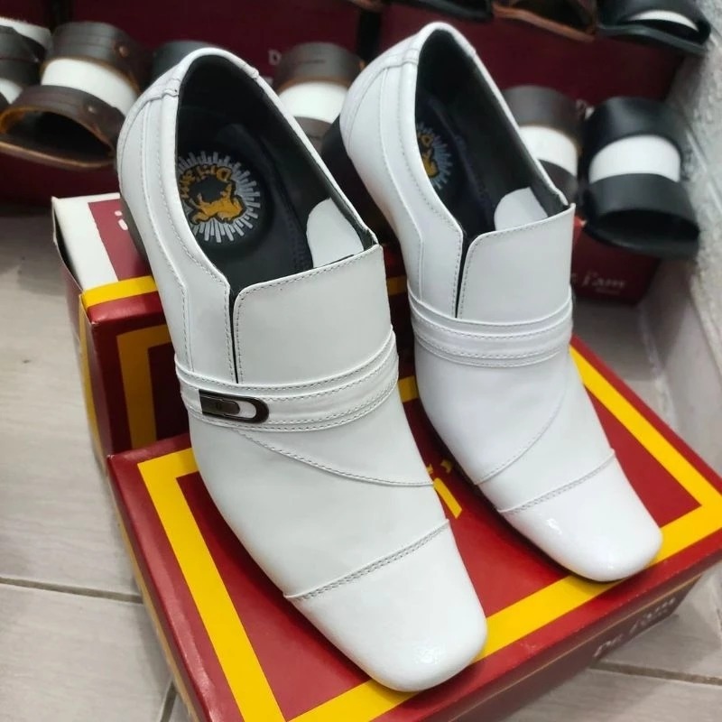 Sepatu Pantofel Formal Putih Pria Kulit Asli / Sepatu Pantofel Pria