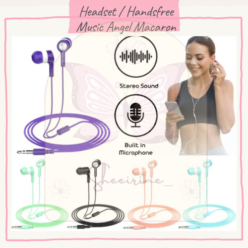 Headset Music Angel Macaron Hf Musik Super bass Sound MP3 Handsfree Original