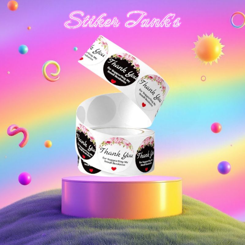 

Stiker Tanks You isi 500 roll/ Stiker terimakasih warna lucu/ Self Adhesive sale label