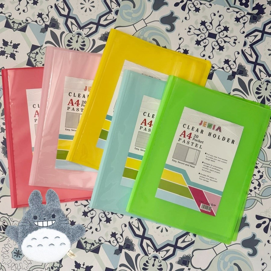 

[1PCS] JENIA CLEAR HOLDER A4 20 POCKET PASTEL MAP KANTONG