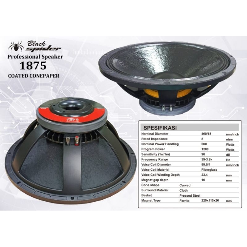 SPEAKER 18 INCH SPEAKER BLACKSPIDER 1875 LOW SUBWOOFER