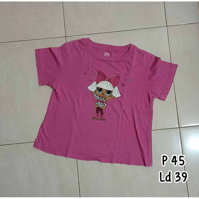 [PRE❤] - baju kaos anak perempuan 7-8 tahun pink fuschia lengan pendek atasan jalan pakaian santai